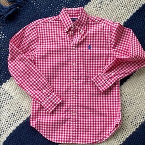 Ralph Lauren Men's Pink Checkered Gingham Shirt Unisex